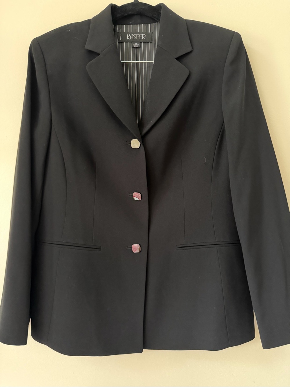 Kasper Black Women's Tailored Blazer with Polished Buttons